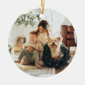 Familie Kerstversiering met Hond Keramisch Ornament (Voorkant)