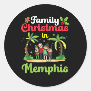 Familie Kerstviering in Memphis met Tropi Ronde Sticker