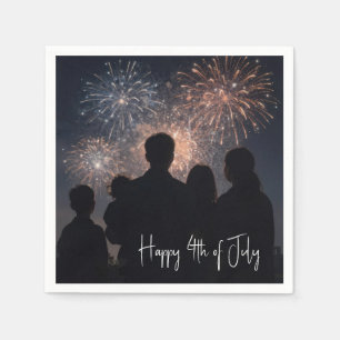 Familie kijkt op 4 juli vuurwerkshow servet