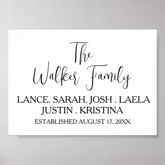 Familie Kinder Achternaam Modern Huwelijksdatum Ca Poster (Voorkant)