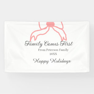 Familie komt eerst rode strik familienaam vakantie spandoek