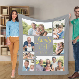Familie Levensduur Gray en Geel 7 Foto Fleece Deken