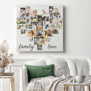Familie Liefde Hartvormige 36 Foto Collage Canvas Afdruk