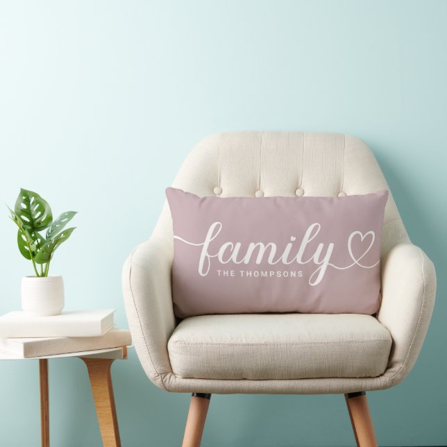 Familie Liefde Script Lila Paarse Custom Monogram Kussen (Stoel)