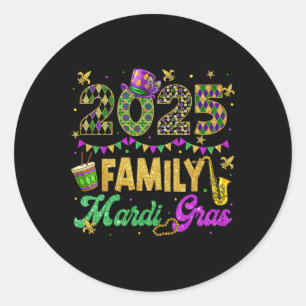 Familie Mardi Gras 2025 Dikke Dinsdag Familie Matc Ronde Sticker