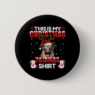 Familie Matching Funny Xmas Pyjama Duitse Herder Ronde Button 5,7 Cm