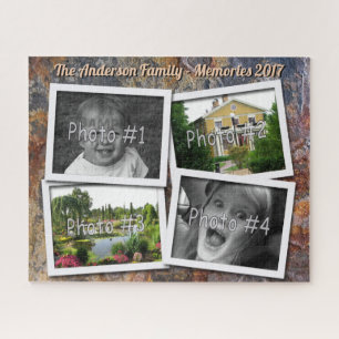 Familie Memories 4 x aangepaste foto's op Grungy R Legpuzzel