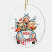 Familie met drie kerst-beren keramisch ornament (Links)