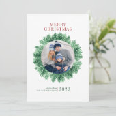 Familie met kerstfeest feestdagenkaart (Staand voorkant)