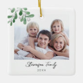 Familie met kerstfeest keramisch ornament (Voorkant)