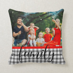 Familie Modern Script Photo Plaxed Kussen