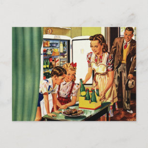  familie, moeder met Kinder, snacks in de keuken Briefkaart