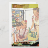 familie, moeder met Kinder, snacks in de keuken Briefpapier (Voorkant / Achterkant)