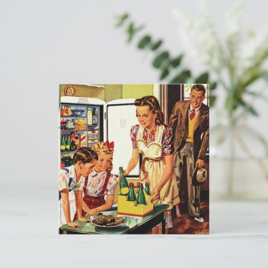 familie, moeder met Kinder, snacks in de keuken Kaart (Staand voorkant)