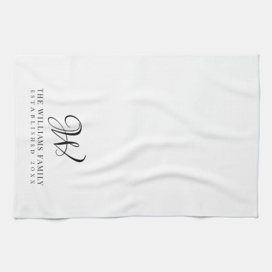 Familie Monogram Elegant Script Keuken Theedoek (Horizontaal)