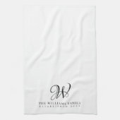 Familie Monogram Elegant Script Keuken Theedoek (Verticaal)