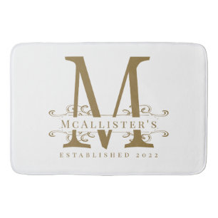Familie Monogram Elegant Wit en Goud Classy Badmat