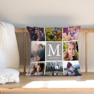 Familie Monogram Foto Kussen