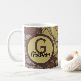 Familie Monogram Geel Marmer Patroon Initiaal Koffiemok