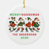 Familie Monogram Kerst Gans Keramisch Ornament (Achterkant)