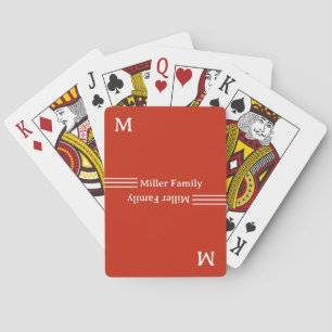 Familie Monogram Minimalistische Grapefruit rode k Pokerkaarten