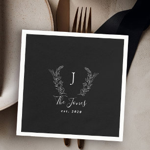 Familie monogram naam elegant gepersonaliseerd zwa servet