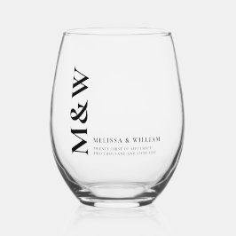Familie Monogram Naam Modern Zwart Wijnglas Zonder Voet