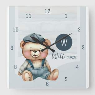 Familie Monogram Naam Wandklok Vierkante Klok