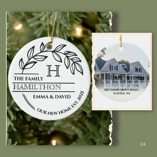 Familie Monogram Nieuw Huis foto Logo Housewarming Keramisch Ornament