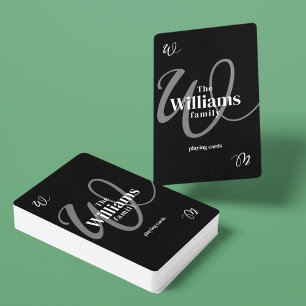 Familie Monogram Zwart Modern Pokerkaarten