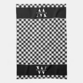 Familie Monogram zwart-wit Vichy Modern Theedoek (Verticaal)