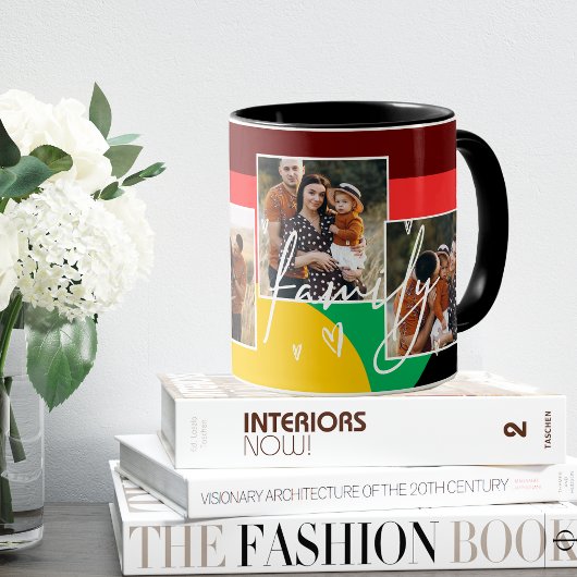 Familie Multi Foto Collage Hart Script Koffie Mok