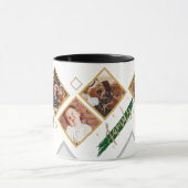 Familie Multi Foto Collage Hart Script Koffie Mok (Midden)