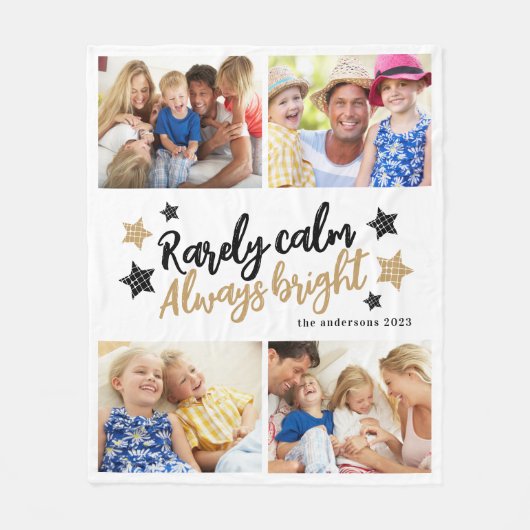 Familie Multi Fotocollage Calm Bright Fleece Deken (Voorkant)