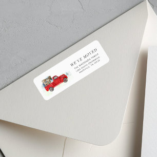 Familie Nieuw Huis Rode Vrachtwagen Retouradres Etiket