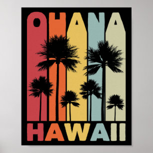 Familie Ohana Hawaïaans Retro Hawaï Tropische Zome Poster