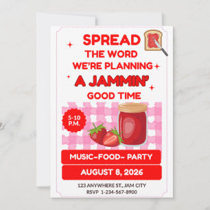 FAMILIE-ONTMOETING BBQ RODE JAM OP ZOETE HERINNERI KAART