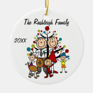 Familie ouders, twee meisjes, jongen, Ornament