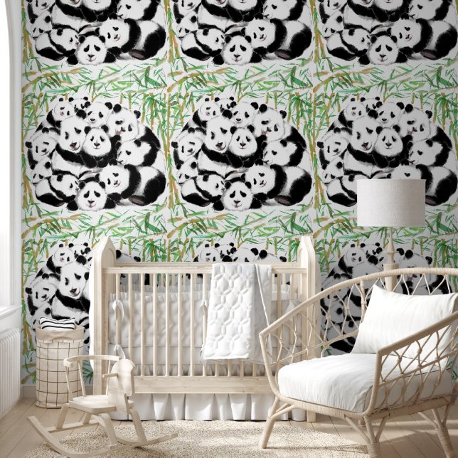 Familie Panda Grappig Behang (Kinderen)