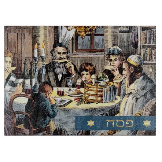  familie Pascha Seder Scene Snijplank (Voorkant)
