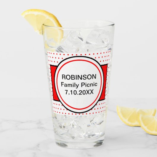 Familie picknick rode stippen glas (Voorkant ijs)