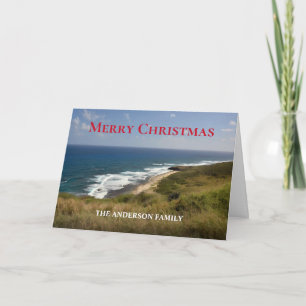 Familie Prettig Kerstmis Zomer Oceaan Strand Aange Kaart