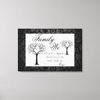 Familie Quote/Wrapped Canvas met Zwart Swirl Lijst
