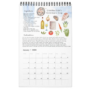 Familie Recept Erfstuk Aandenken   Waterverf Kalender