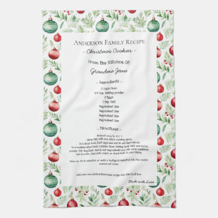 Familie Recept Heirloom Tekst Kerstmis Ornament Theedoek