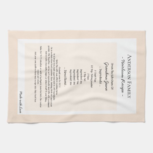 Familie Recept Keepsake erfstuk tekst Theedoek (Horizontaal)