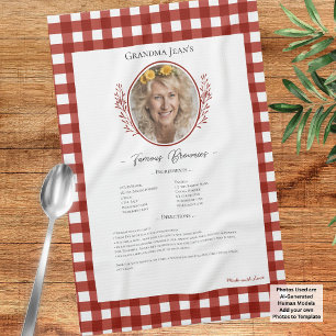 Familie Recept Keepsake Foto Gingham Theedoek