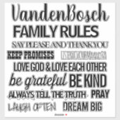 Familie regels contour aangepaste vorm sticker (Vel)