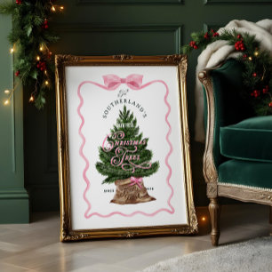 Familie Retro Boerderij Verse Kerstbomen Poster