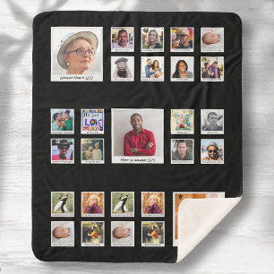 Familie Retro fotocollage Sherpa Deken